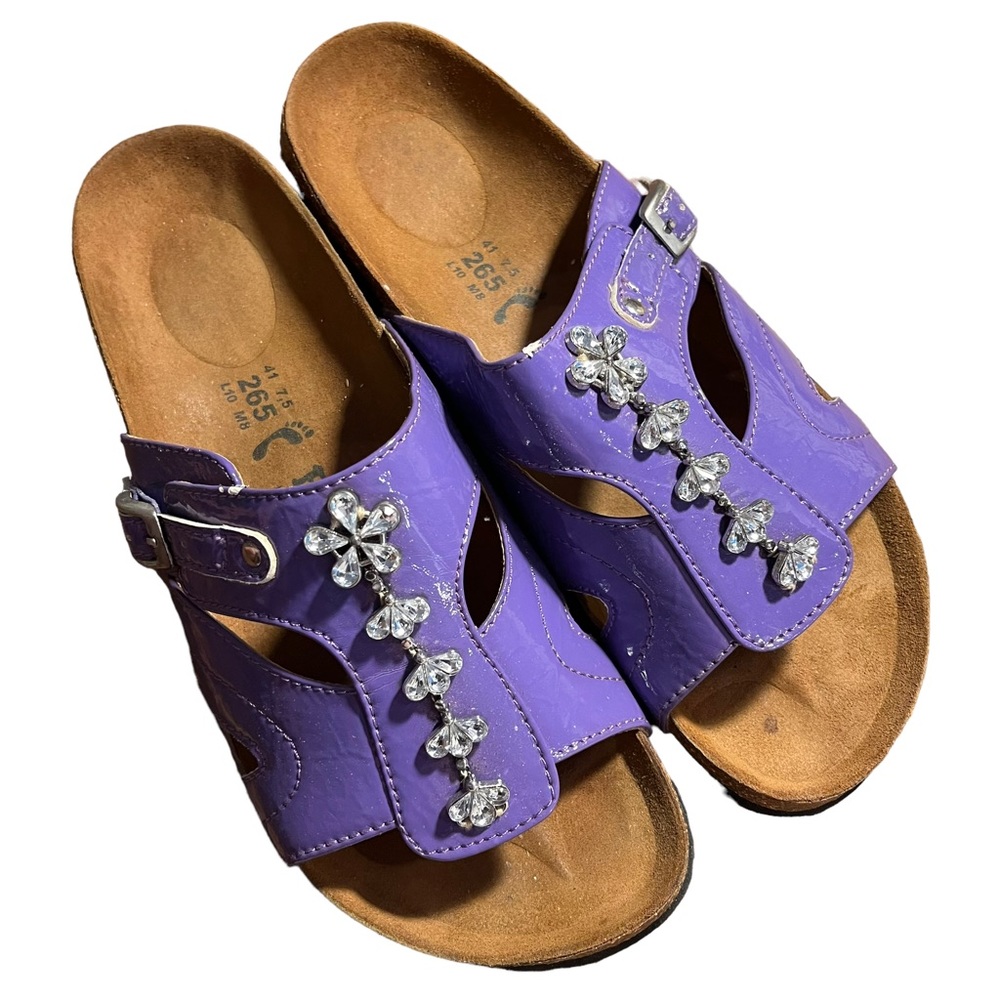 Birkenstock Betula sz 41 US 10 purple shiny crystal rhinestone sandals